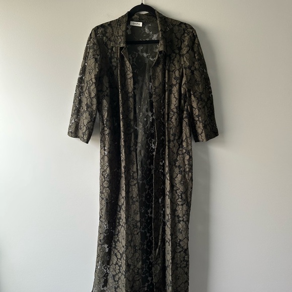 Secret green lace open front kimono top - Picture 1 of 6